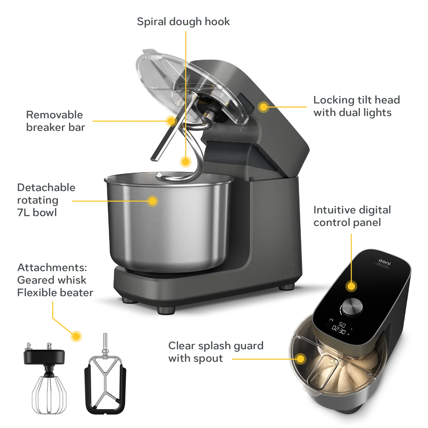 Ooni Halo Pro Spiral Mixer - Charcoal Grey