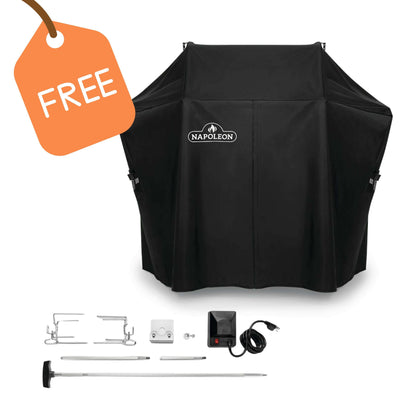 Napoleon Rogue SE 425 Stainless Steel Gas BBQ RSE425RSIBPSS-1 with Infrared Side Burner & Rear Burner | Free Cover & Rotisserie